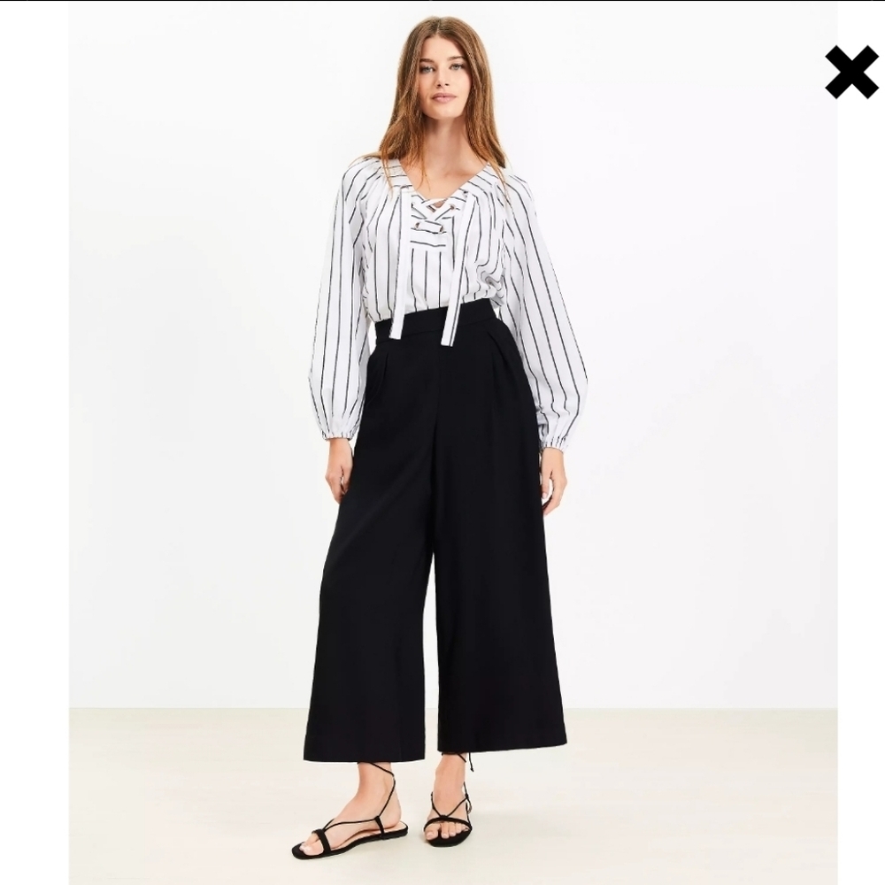 LOFT Black Wide-Leg Pants, Cropped